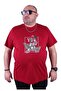 Large Size Crew Neck T-Shirt Tropical 23114 Claret Red