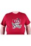 Large Size Crew Neck T-Shirt Tropical 23114 Claret Red - 3