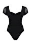 Siyah Fitted/Vücuda Oturan Tül Detaylı Krep Esnek Örme Body TWOSS23BD00072 - 8