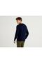 Men's Navy Blue Crew Neck Cotton Sweater - 3