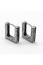 Aztec Embroidered Mosaic Square Hoop Vintage Snap-On 316l Steel Men's Earrings - 4