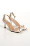 Women's Silver Metallic Single Strap Heeled Sandals Shoes - 3