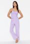 Lilac Cotton Polka Dot Rope Strap Knitted Pajama Set Thmss23Pt00226 - 2