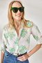 Women's Shrub Green Sleeve Folded Linen Shirt GML-19000825