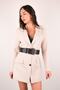 Women's Gold Double Square Ellipse Buckle Belt Double Bridge Belt Waist Belt Coat Belt Dress Belt - 2