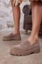 Mertens Women's Taupe Suede Loafers - 8