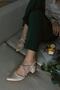 Women's Nora Short Thick Heeled Cross Stone Band Detailed Daily Stylish Comfortable Matte Leather Shoes - 2