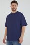 Men's Oversize Plain T-shirt Cotton Fabric Navy Blue Color