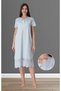 Effortt Blue Women's Pregnant, Postpartum Scalloped Dressing Gown and Nightgown Set 9020 - 2