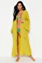 Olive Green Maxi Woven Ruched Beach Kimono&Kaftan TBESS23KM00105 - 3