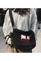 Kitty Printed Messenger Bag Unisex Large Internal Volume Black Messenger Bag