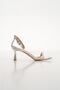 Women's Silver Metallic Single Strap Heeled Sandals Shoes - 2