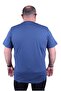 Large Size Men's Crew Neck T-Shirt Summer 23119 Indigo - 2