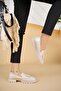 City Beige Patent Leather Tasseled Women's Loafers - 3