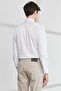 Men's White Slim Fit Narrow Cut Hidden Button Collar 100% Cotton Shirt - 6