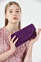 Purple Suede Evening Dress Portfolio Clutch Bag - 3