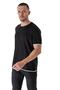 Men's Crew Neck Combination Detailed Cotton Thin Knitwear T-shirt Black 23s2005