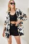 Women's Stone Black Tasseled Loose Knitted Kimono KMN-00000056 - 2