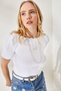 Women's White Collar Lace-Like Knit Blouse BLZ-19002226 - 3