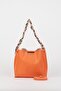 Women's Soft Leather 3-Compartment Handbag, Shoulder Bag with Scarf and Chain Accessories - 3