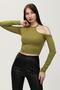 Oil Green Shoulder Detailed Crop Blouse - 2