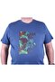 Large Size Men's Crew Neck T-Shirt Crazy 23116 Indigo - 3