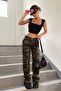 Kadın Siyah Kare Yaka Kalınlaşan Omuz Detaylı Crop Top Bluz - 4