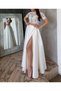 Women's Elegant White Slit Detailed Wedding, Engagement and Promise Satin A-line Pleated Skirt