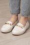 Orthopedic Daily Soft Women's Skin Perforated Buckle Ballerina Shoes - 5