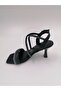 Black Satin Stone Heeled Evening Dress Shoes - 2