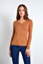 Seamless Ribbed Elastic Waist Knitwear Sweater - A. Brown