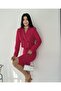 Blazer Crop Jacket Skirt Set Fuchsia - 2