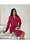 Blazer Crop Jacket Skirt Set Fuchsia - 3