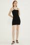 Women's Black Rope Strap Gathered Dilber Dress - 2