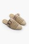 Best Beige Knitted Belt Detail Flat Sole Women's Slippers - 3