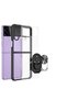 For Samsung Galaxy Z Flip 3 Case Full Protection of Edges Transparent Ring Stand Break Cover - 3