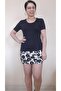 Black Short Sleeve Combed Cotton Viscose Bady T-Shirt - 6