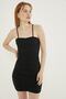 Women's Black Rope Strap Gathered Dilber Dress