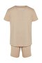 Beige Regular Fit Summer Pajamas Set with Shorts TMNSS23PT00038 - 9