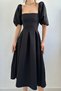 Black Balloon Sleeve Midi Length Ernest Dress - 2