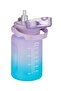1000ml New Collection Double Color Polycarbonate Motivational Water Bottle with Straw and Handle, Can Be Used Without Straw, with Sticker Gift - 2