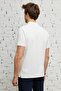 Men's Ecru Slim Fit Narrow Cut Zippered Polo Neck Textured Fabric Short Sleeve T-Shirt - 6