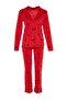 Kırmızı %100 Pamuklu Kalpli Örme Pijama Takımı THMAW21PT0548 - 9