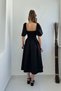 Black Balloon Sleeve Midi Length Ernest Dress - 5