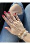 Cube Chain Bracelet with Natural Stone and Real Pearl Charm - 3