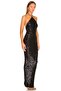 Women's Black High Quality Lycra Sequin Backless Dress - 3