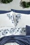 Talya Double Blue Duvet Cover Set with 8 Pieces Embroidery and Microcomb Bedspread - 2