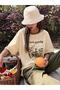Large Size Music And Party Printed Beige Oversize T-shirt - 2