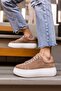 Cupy Women's Nude Desert Genuine Leather Suede Sneaker - 8