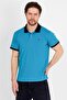 Blue Polo Neck T-shirt with Navy Blue Collar